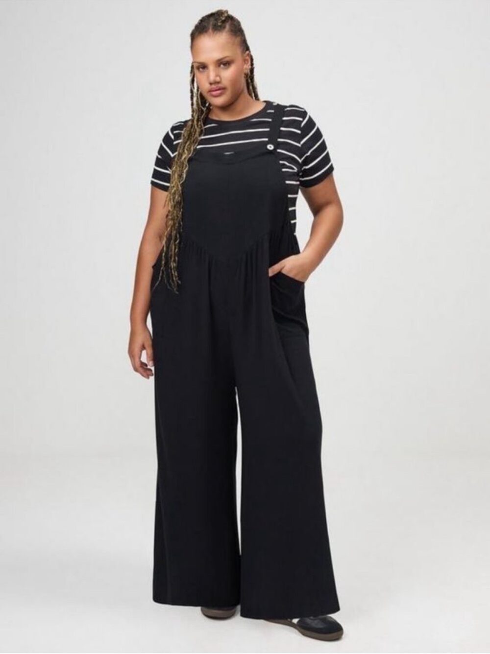 Torrid Wide Leg washable Gauze Overalls with Pockets